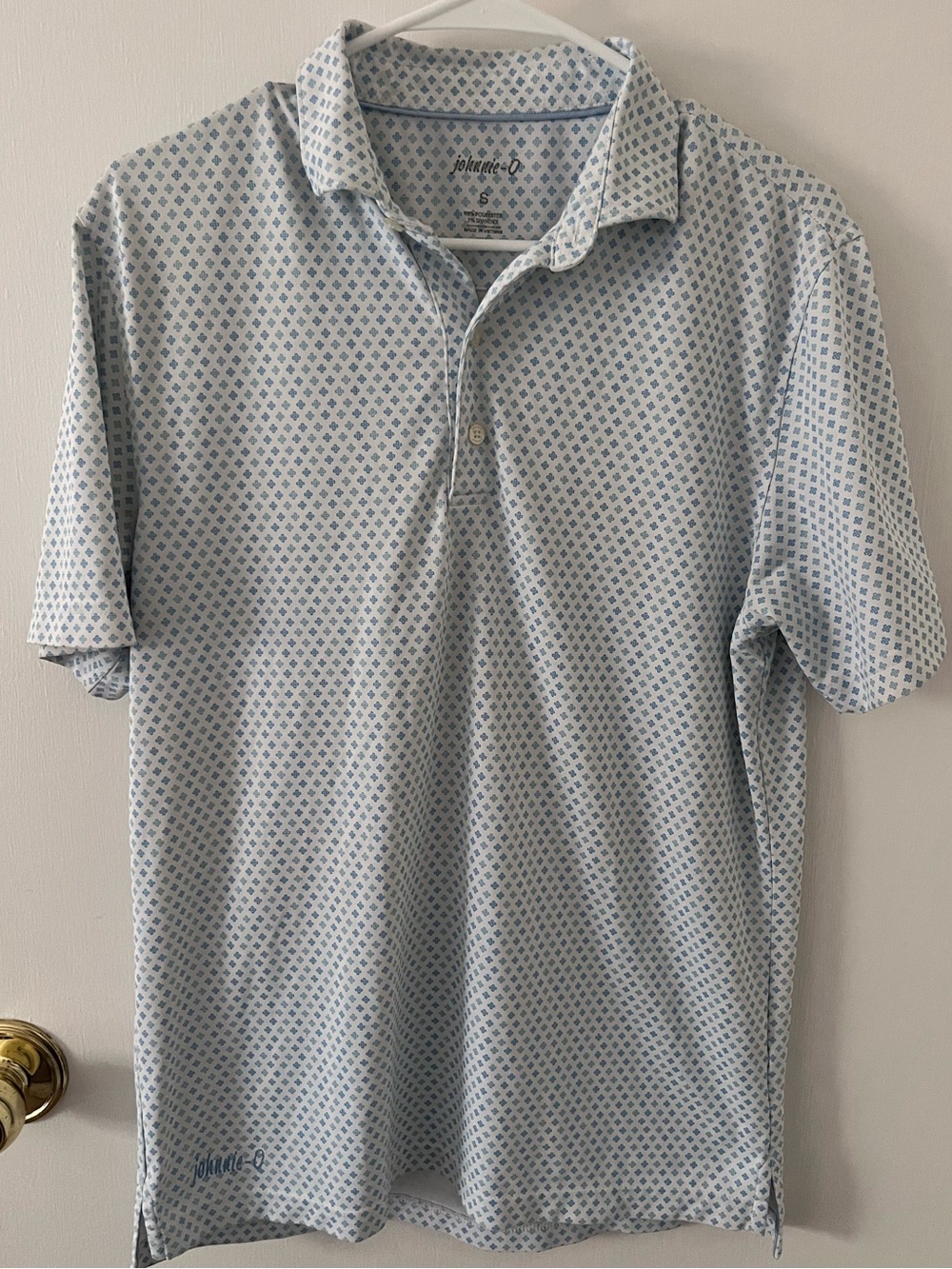 Johnnie-O Barnett Printed Golf Polo Light Blue Malibu Floral Micro Print Small